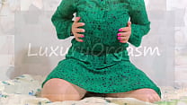 video hot stepsister in green dress and big tits excites herself when parents were not home luxuryorgasm porn