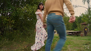 video cum all over his fiancées tits in the woods porn