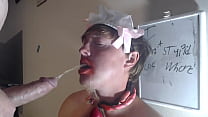 video this stupid whore sucks dog dildo gets pissed on and cumed on like a piece of trash porn