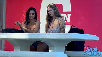 video frat boy max picks up angel youngs and hailey rose in college campus porn