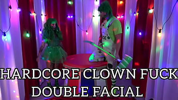 video hardcore clown fuckfest ends with double facial porn